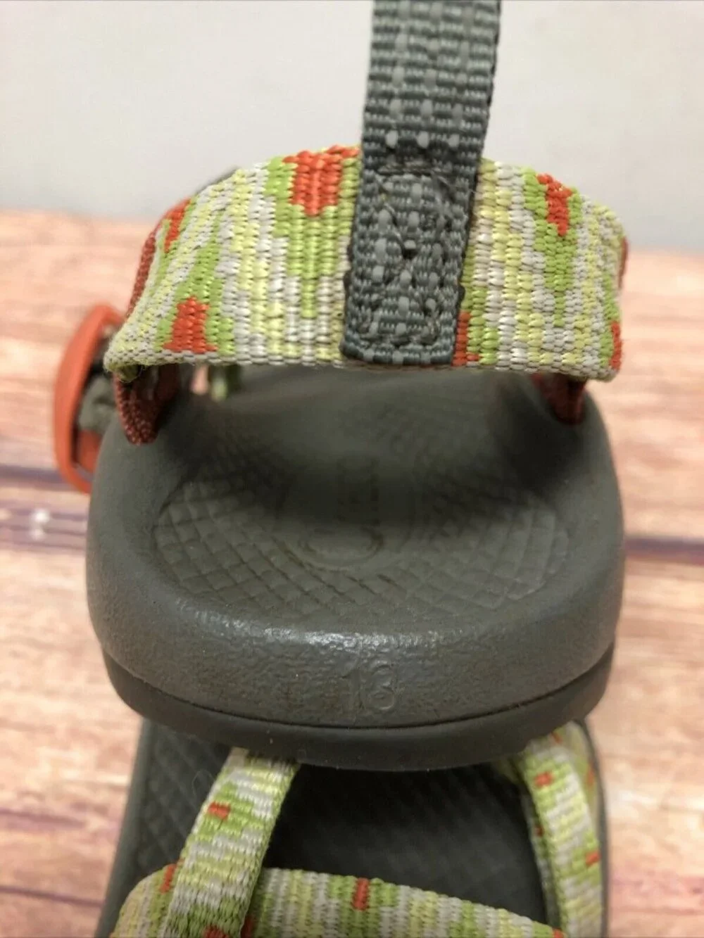 Chaco Kids Girls 13 ZX1 Ecotread Green/Orange Hiking Sport Sandals